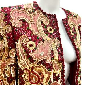 Vintage Mary McFadden Couture heavily beaded jacket
